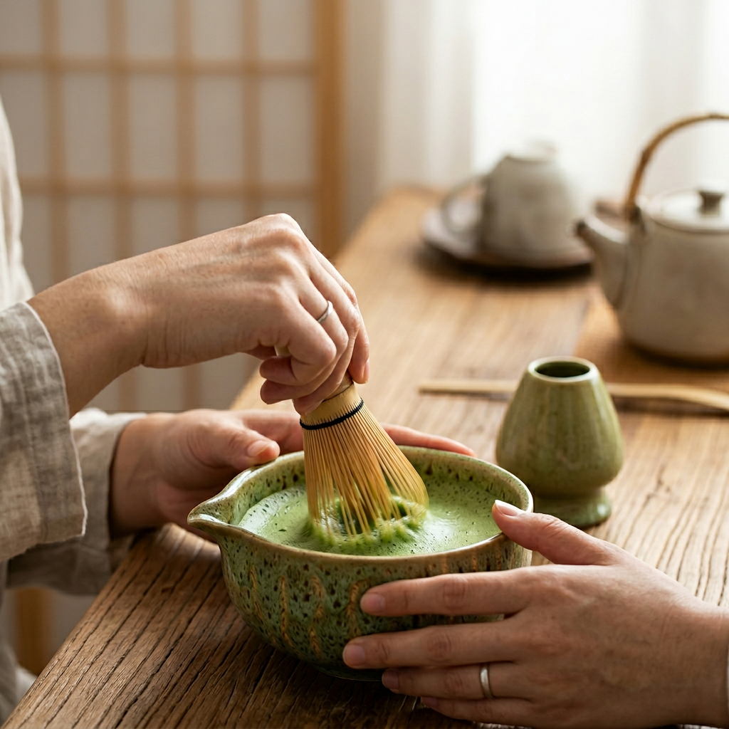 Green Ceramic Matcha Ceremony Set lifestyle