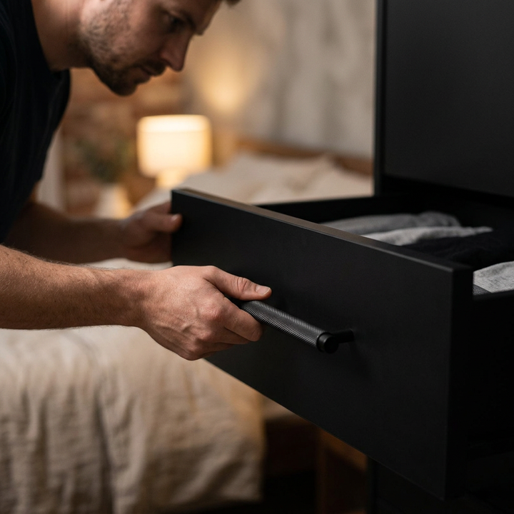 Black 256/292mm lifestyle - wardrobe drawer