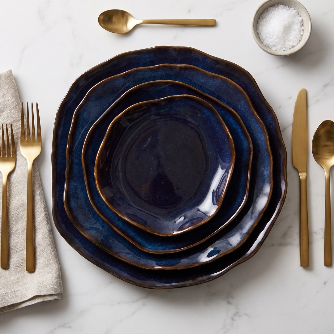 Hand-Glazed 4-Piece China Set table setting lifestyle