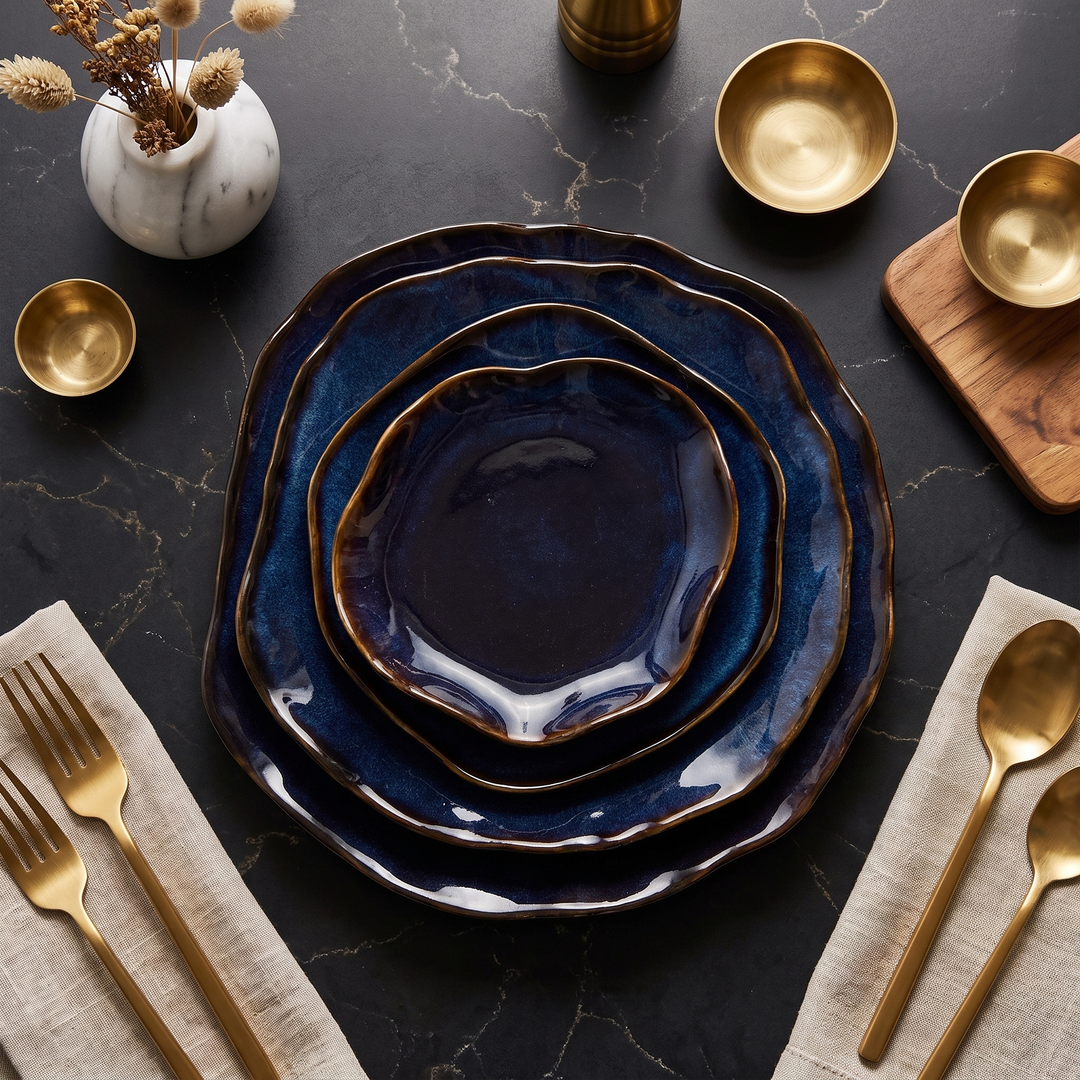 Hand-Glazed 4-Piece China Set texture detail