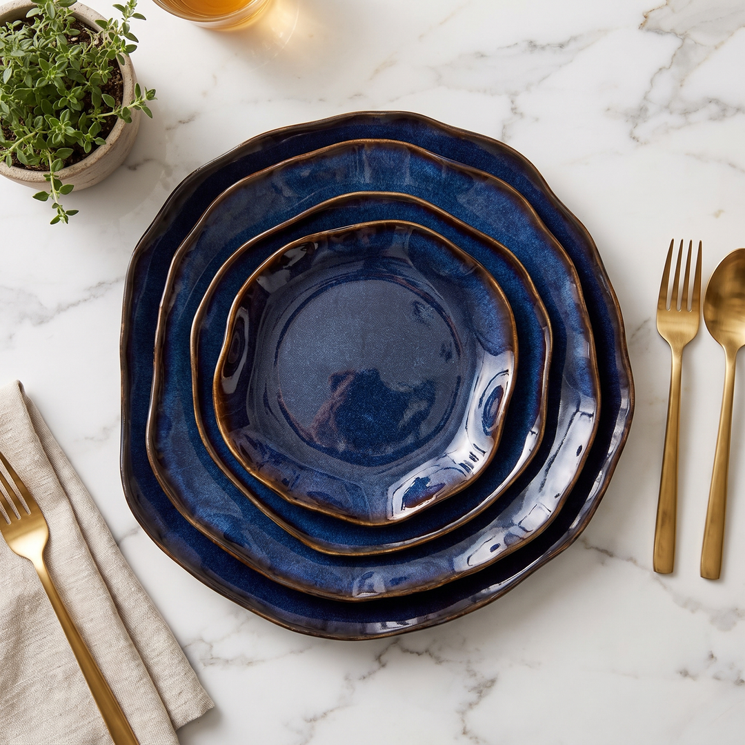 Hand-Glazed 4-Piece China Set front view