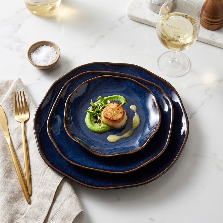 Hand-Glazed 4-Piece China Set stacked plates