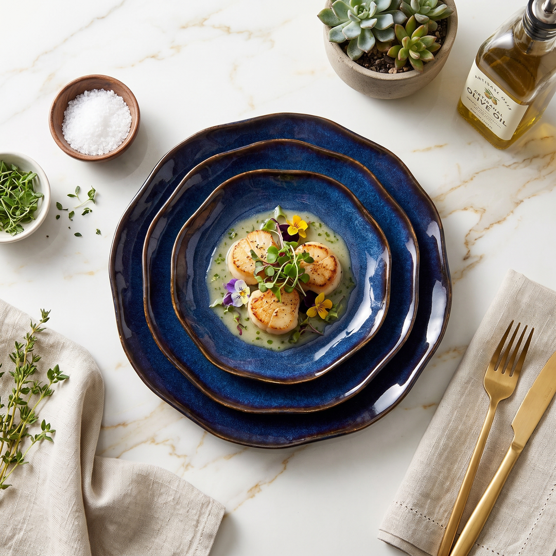 Hand-Glazed 4-Piece China Set side profile