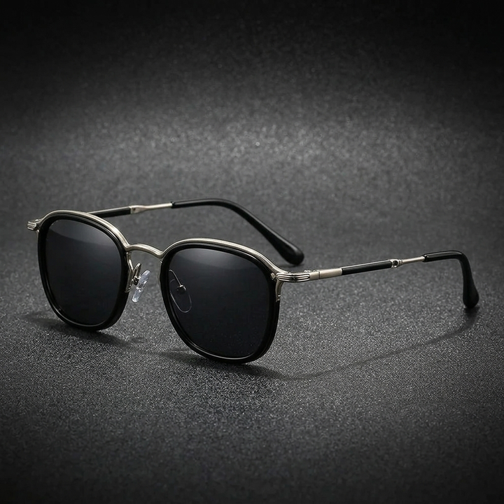 Silver Two-Tone Round Metal Sunglasses front view