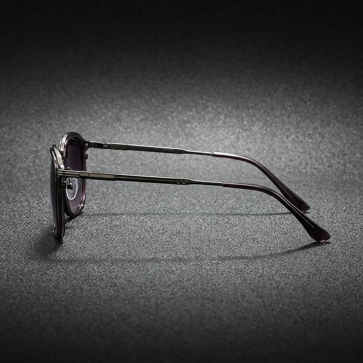 Gold Two-Tone Round Metal Sunglasses detail view