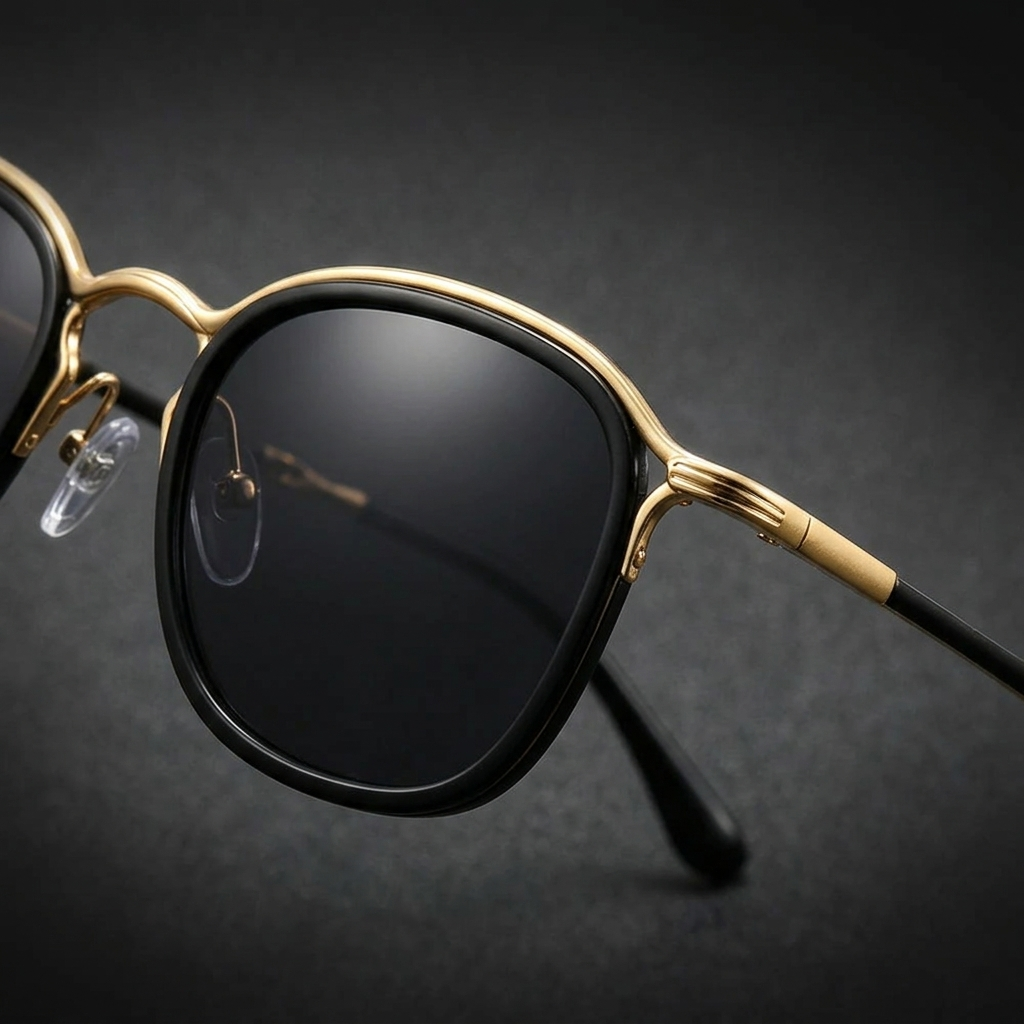 Two-Tone Round Metal Sunglasses