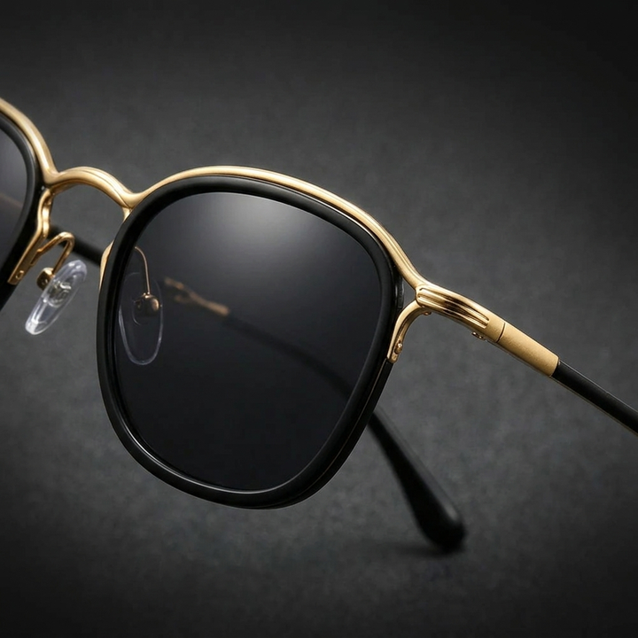 Two-Tone Round Metal Sunglasses