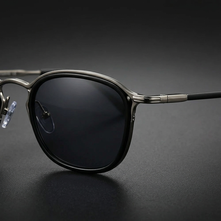 Two-Tone Round Metal Sunglasses