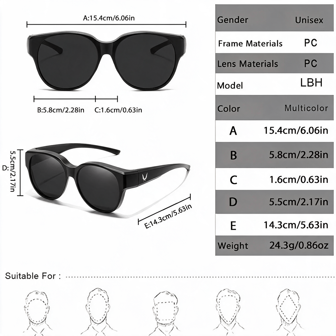 Blue Mirror Round Fit-Over Sunglasses side view