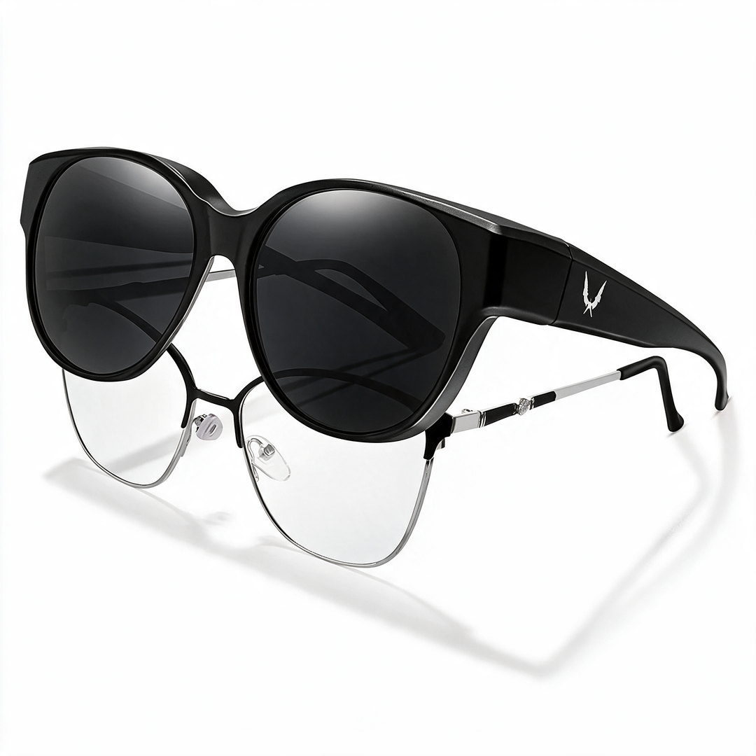 Black Smoke Round Fit-Over Sunglasses angled view