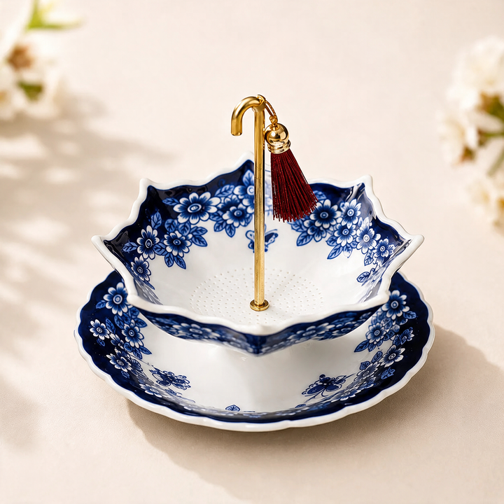 Celadon Swiveling Porcelain Tea Filter front view