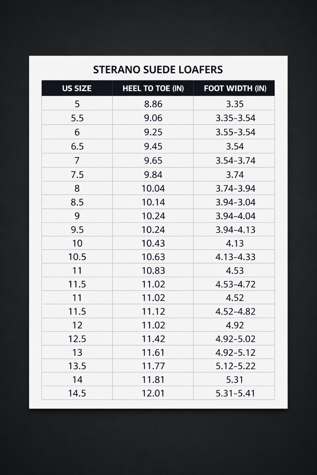 Size Chart