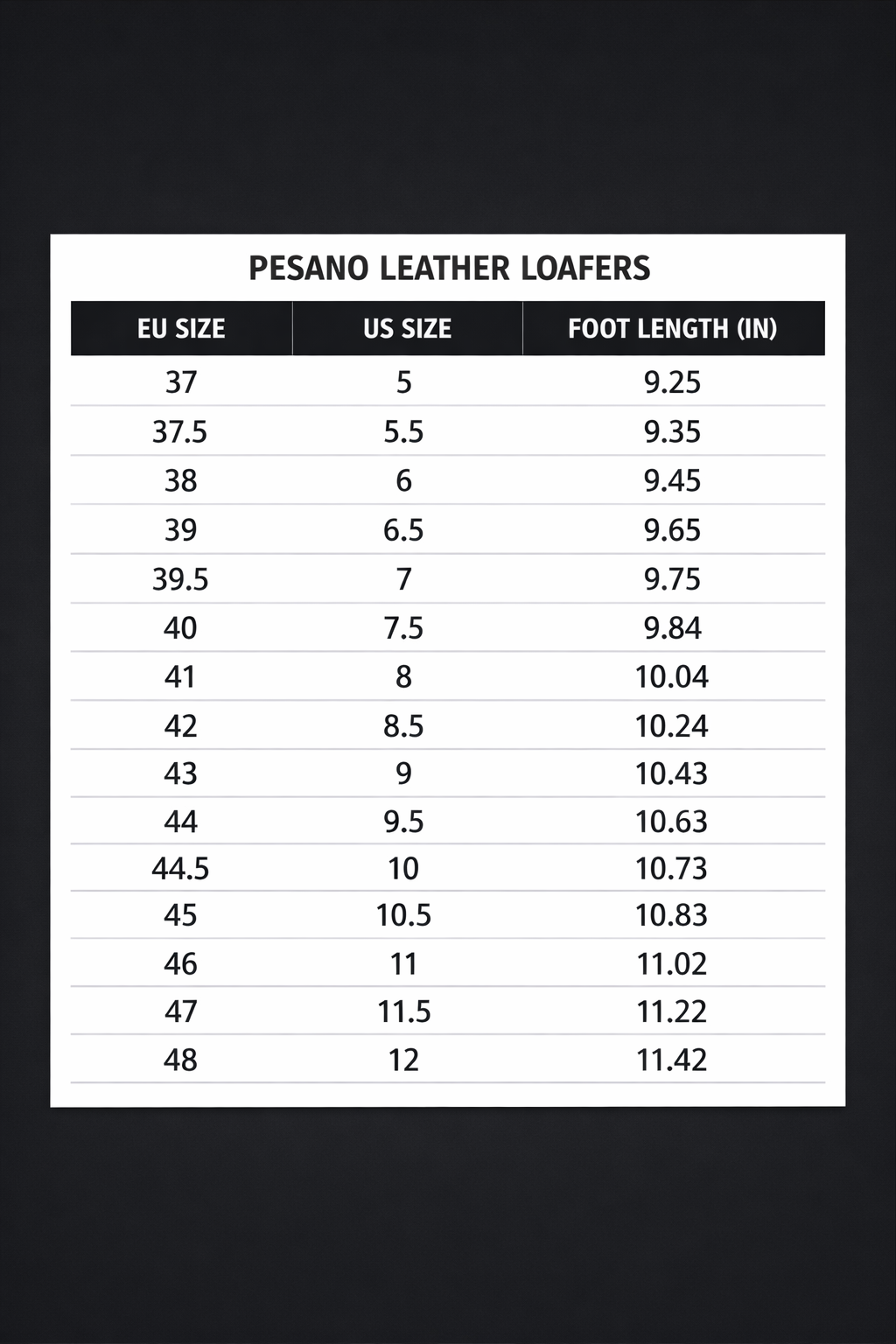 Size Chart