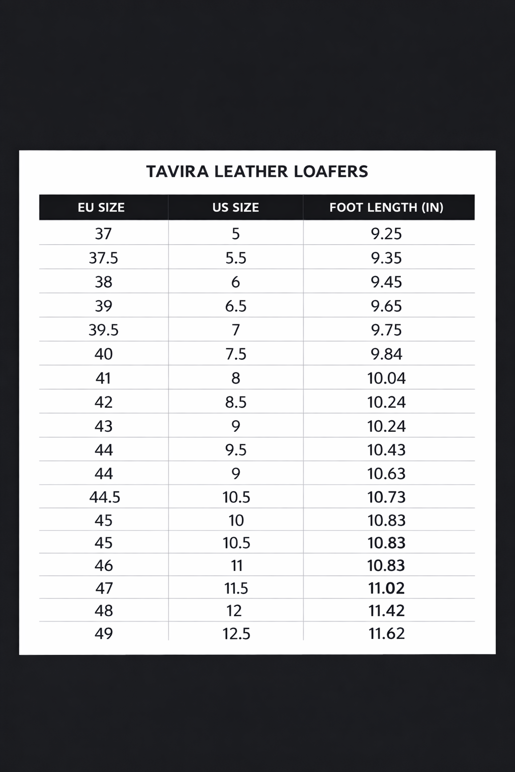 Size Chart