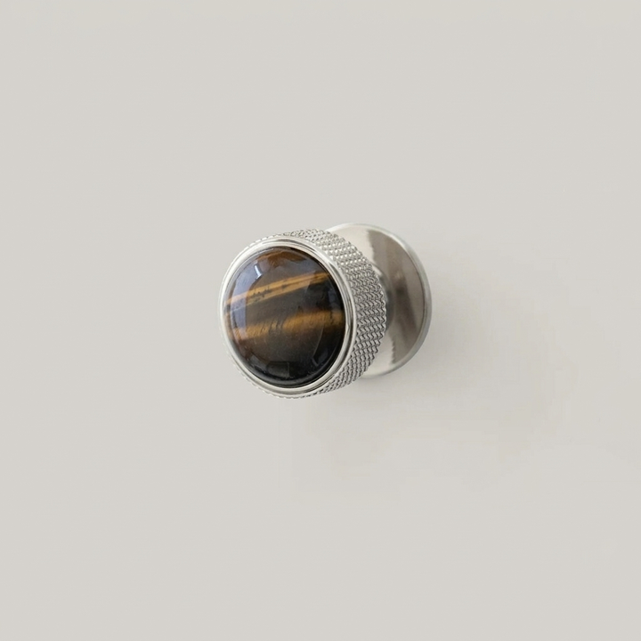 Gemstone Cabinet Knob - Nickel Tiger Eye clean