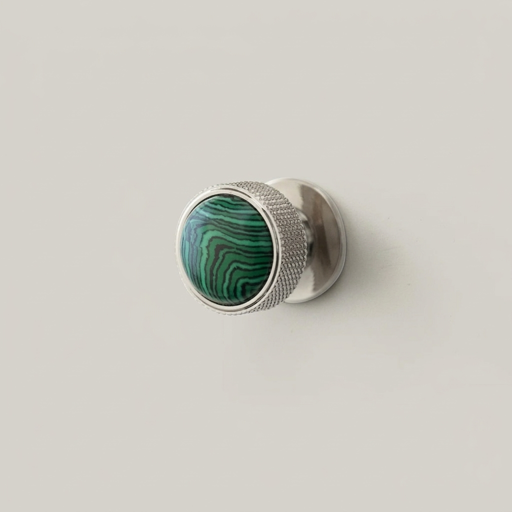 Gemstone Cabinet Knob - Nickel Malachite clean