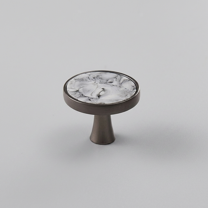 Marble-Top Cabinet Knob - Gray / Black Base clean