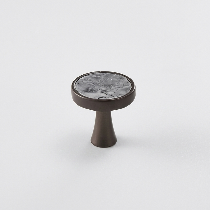 Marble-Top Cabinet Knob - Gray / Black Base clean