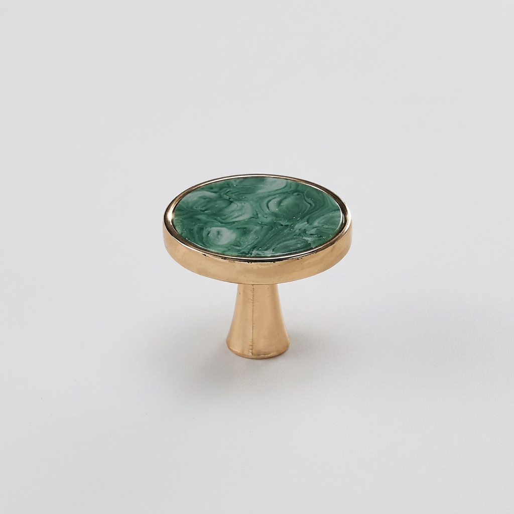 Marble-Top Cabinet Knob - Green / Gold Base clean