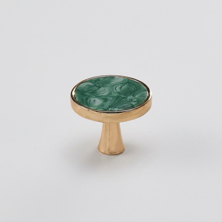 Marble-Top Cabinet Knob - Green / Gold Base clean