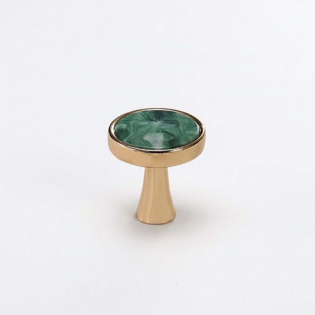 Marble-Top Cabinet Knob - Green / Gold Base clean