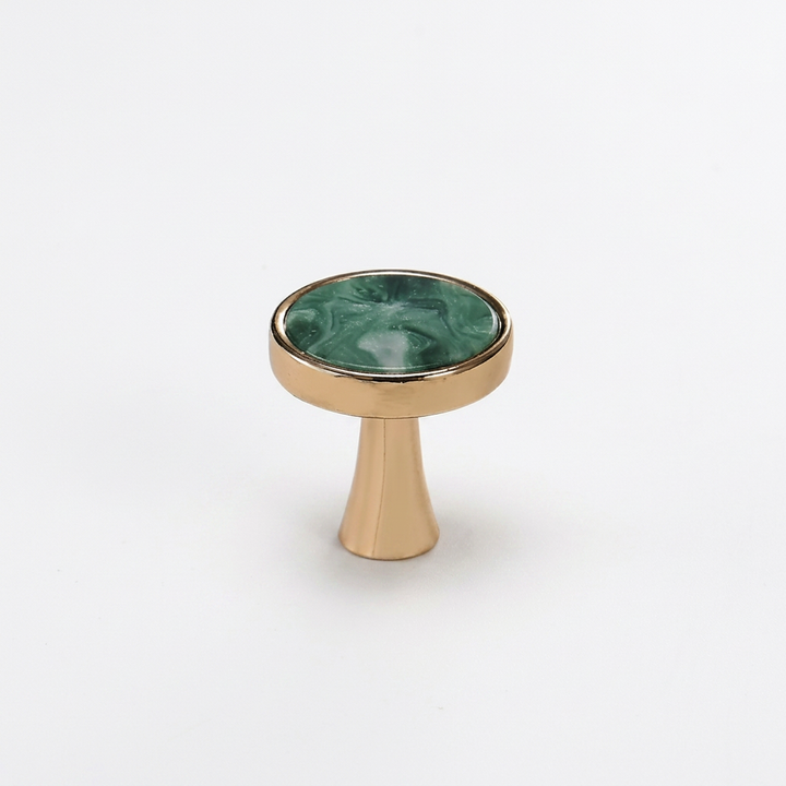 Marble-Top Cabinet Knob - Green / Gold Base clean