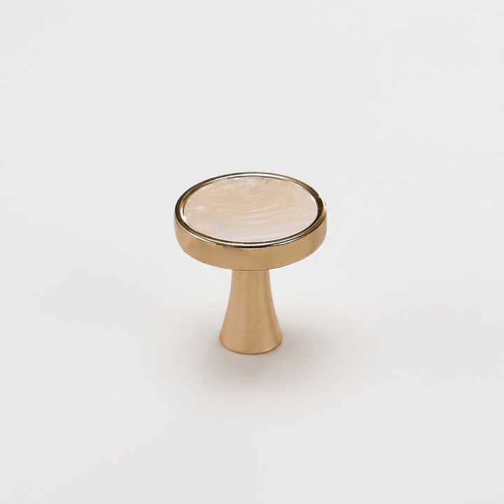 Marble-Top Cabinet Knob - Beige / Gold Base clean