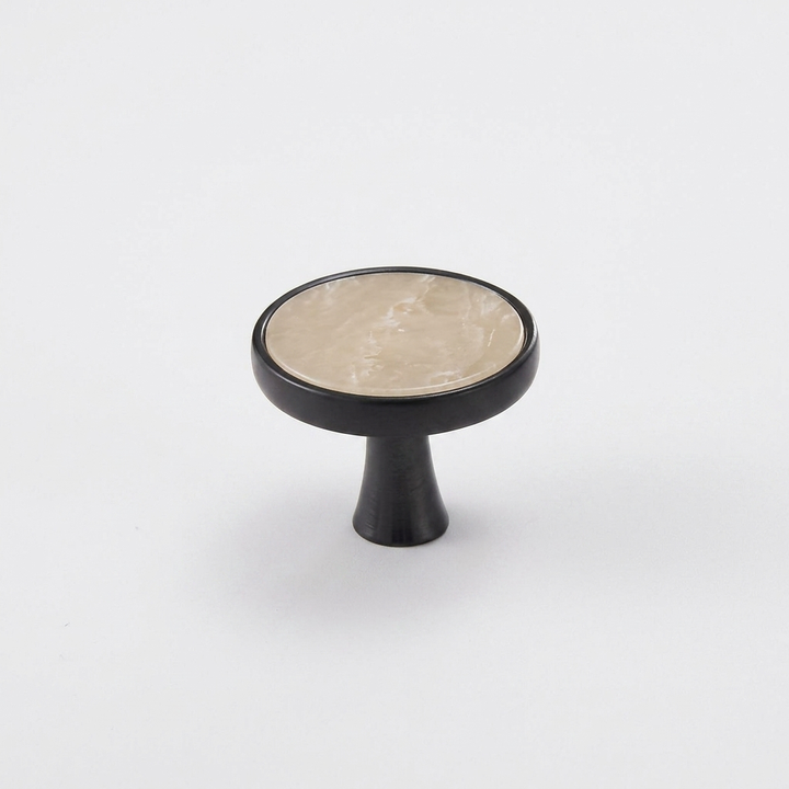Marble-Top Cabinet Knob - Beige / Black Base clean