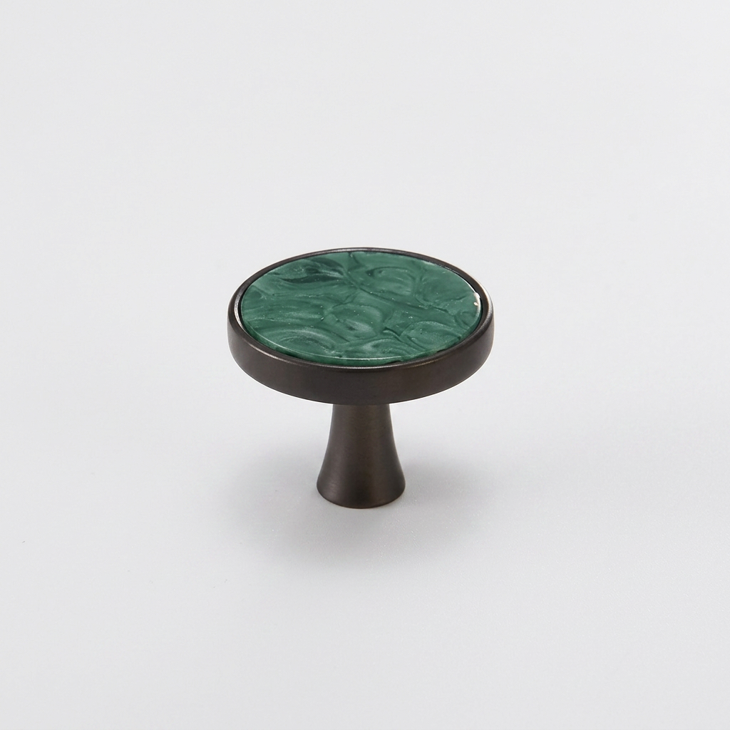 Marble-Top Cabinet Knob - Green / Black Base clean