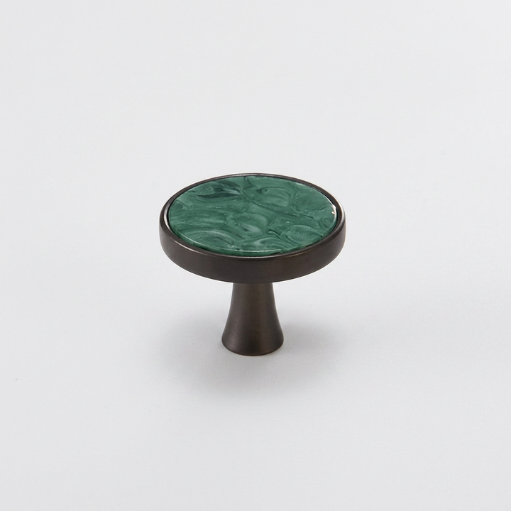 Marble-Top Cabinet Knob - Green / Black Base clean
