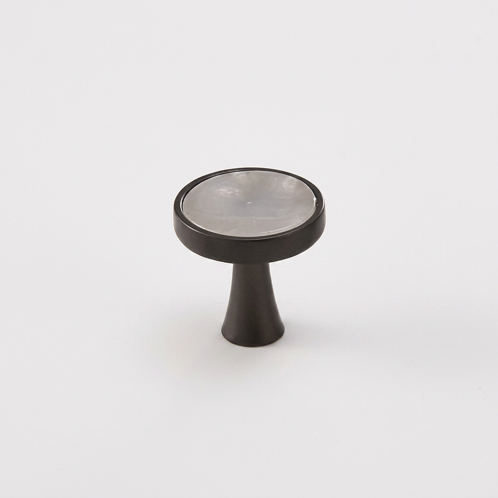 Marble-Top Cabinet Knob - Beige / Black Base clean