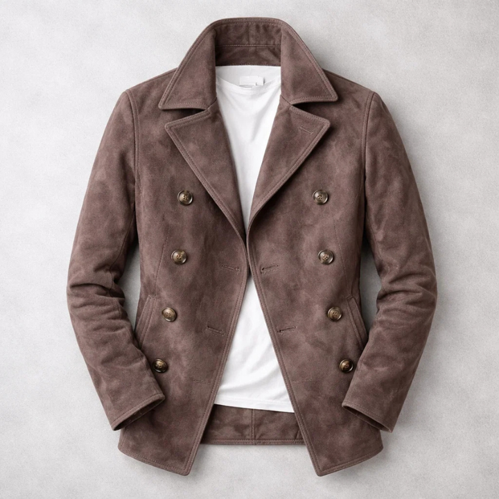 Dark Brown Double-Breasted Pea Coat front view