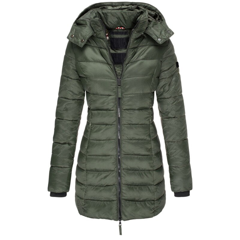 Green Hooded Down Jacket front view