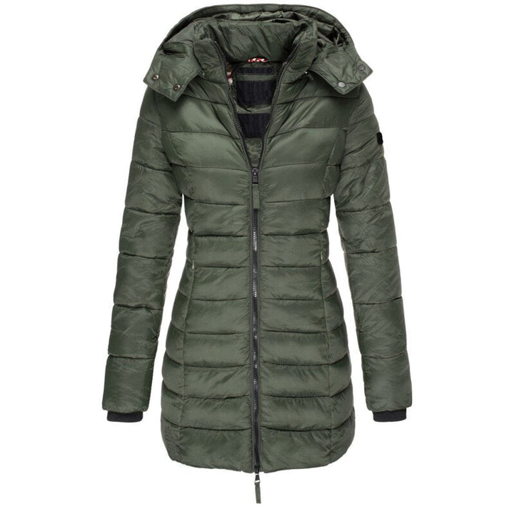 Green Hooded Down Jacket front view
