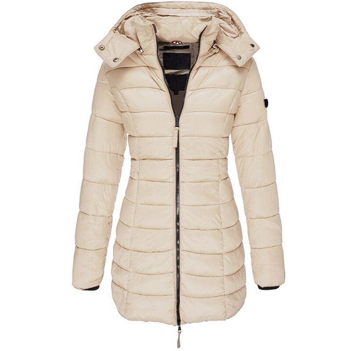 Khaki Hooded Down Jacket front view