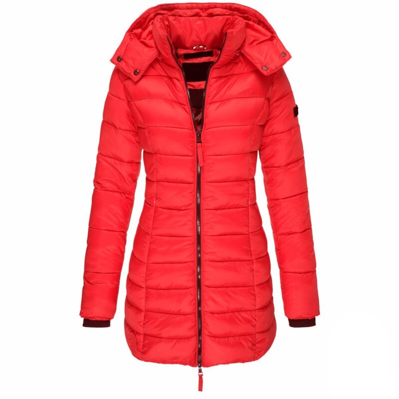 Red Hooded Down Jacket front view