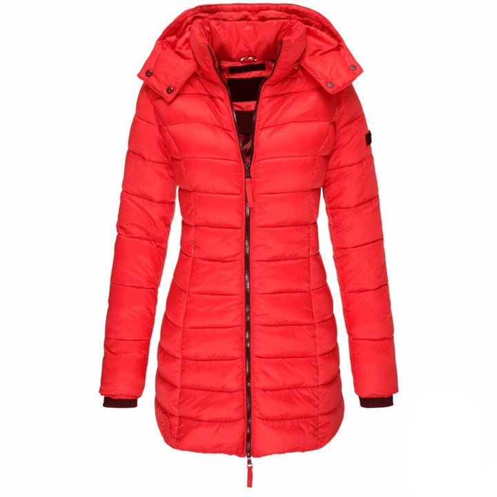 Red Hooded Down Jacket front view