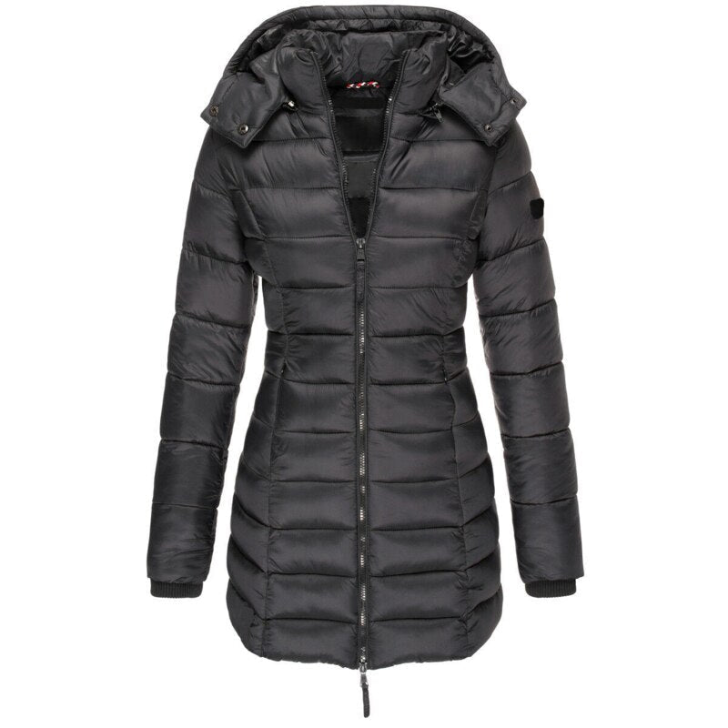 Black Hooded Down Jacket front view