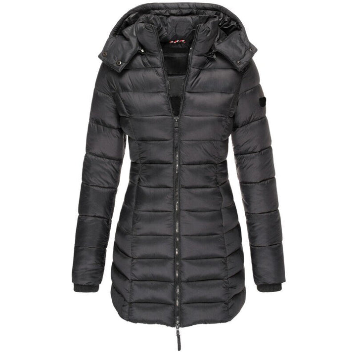 Black Hooded Down Jacket front view