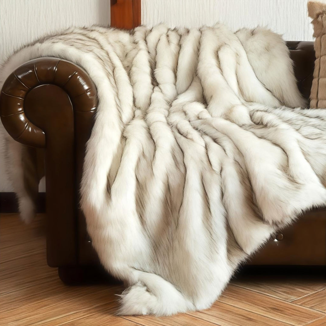 Hotel-Style Faux Fur Throw Blanket size comparison