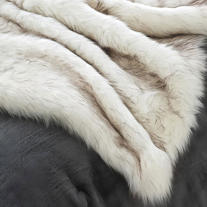 Hotel-Style Faux Fur Throw Blanket color options display