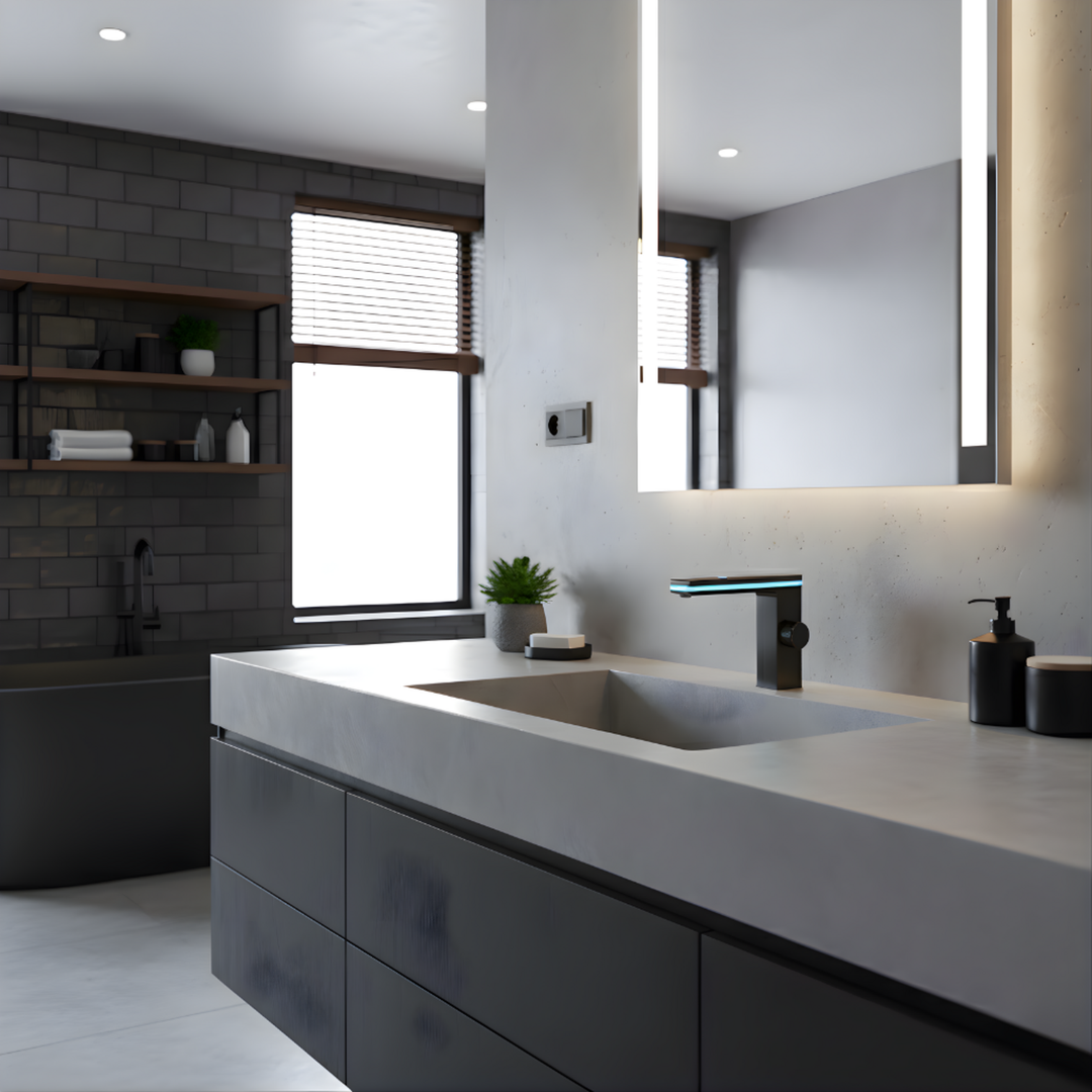 Gray Hydro-Powered LED Bathroom Faucet front view