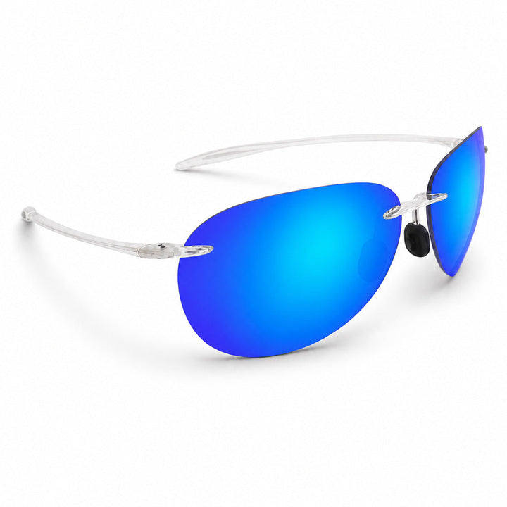 Ice Blue Vintage Rimless Aviator Sunglasses front view