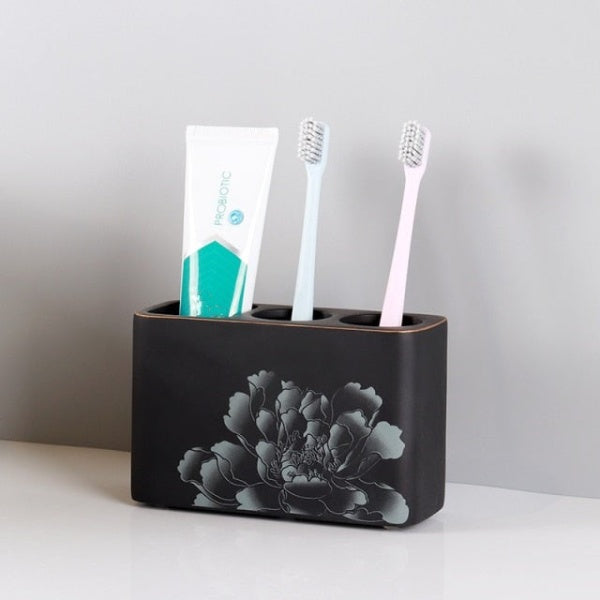Black Peony Resin Bathroom Set tissue box