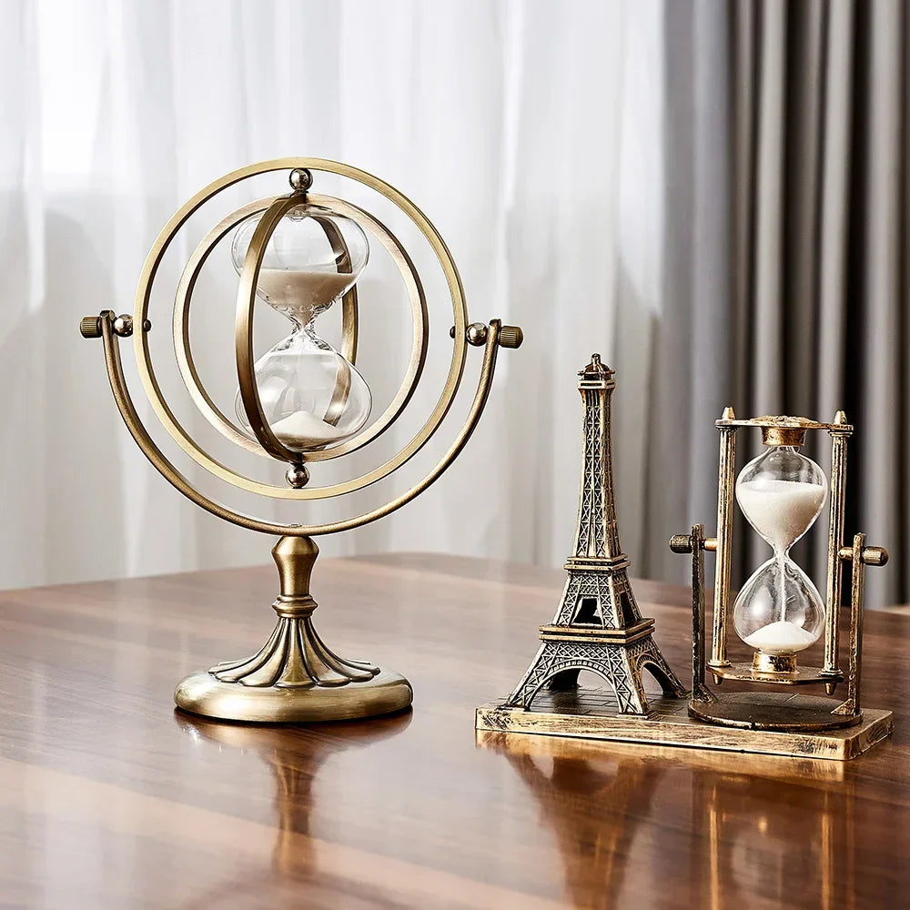 Metal Frame Hourglass Timer in office setting