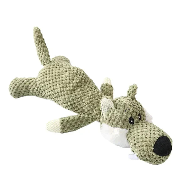 Wolf Denim Embroidered Chew Toy front view
