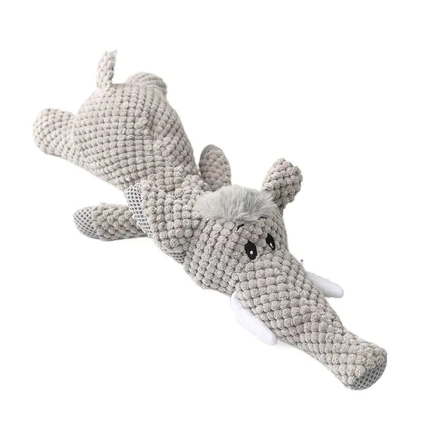Elephant Denim Embroidered Chew Toy front view