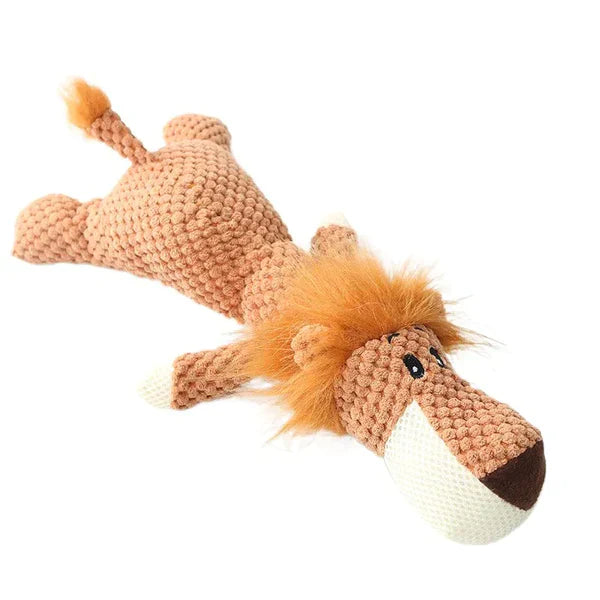 Lion Denim Embroidered Chew Toy front view