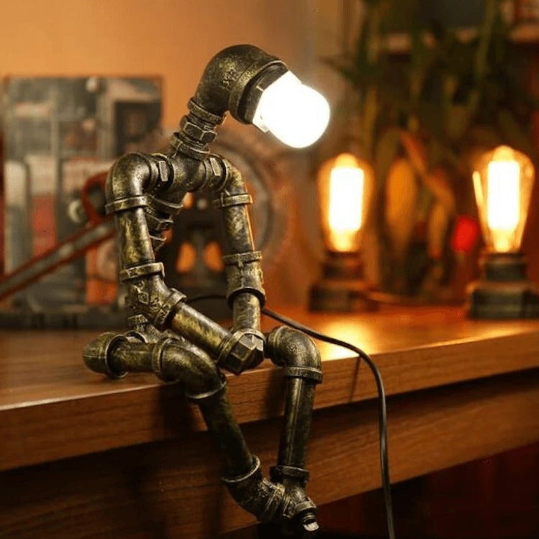 Adjustable Iron Robot Desk Lamp front view