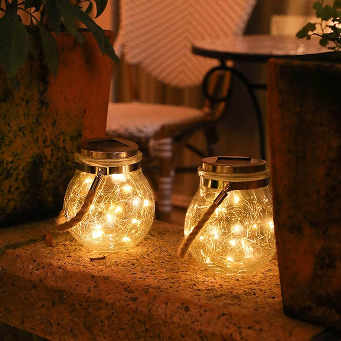 Glass Solar Lantern hanging outdoor lifestyle